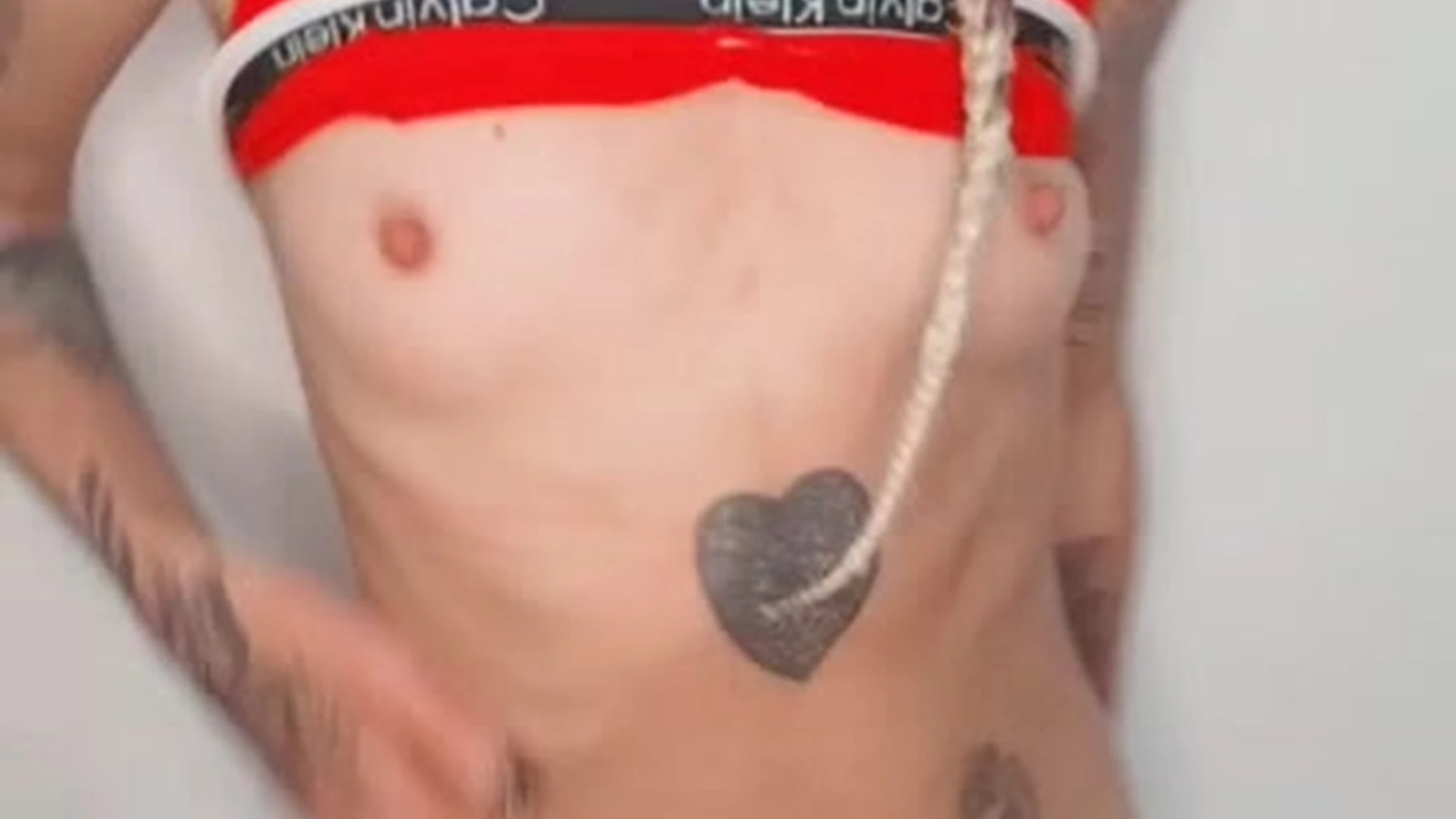 Kadito showing her skinny body in a red lingerie